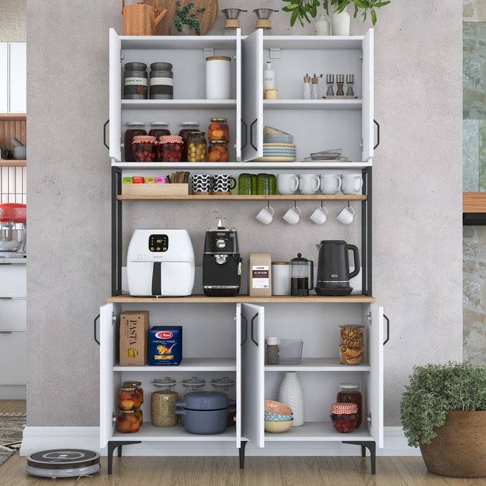 Hanah Home Armario Multiusos Nogal y Blanco Hanah Home Armario Multiusos Nogal y Blanco
